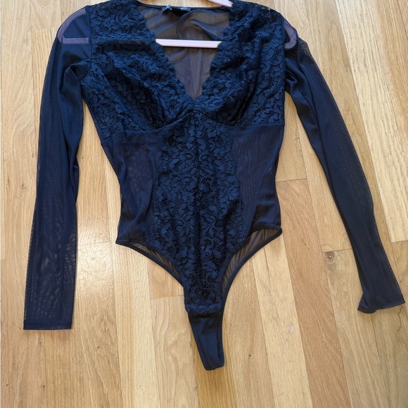 INC International Concepts Sheer Black Lace Top - Picture 3 of 14